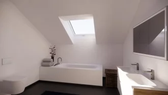 Ванная с мансардным окном. Юг 30° 1x1 114x118 см.